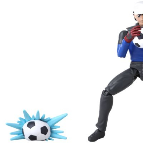 Fotografía de dos figuras articuladas inspiradas en personajes de futbol, una en pose ofensiva y otra en posición de portero.
