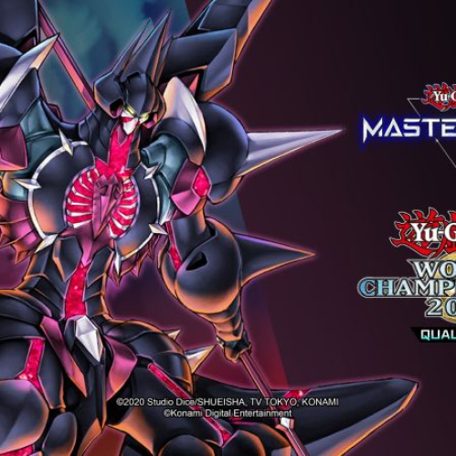 Ilustración promocional con un personaje oscuro y elementos visuales asociados a un torneo mundial de duelos.