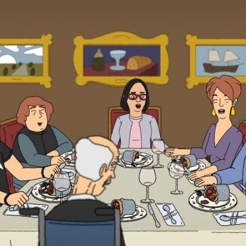 Familia de "Royal Crackers" cenando