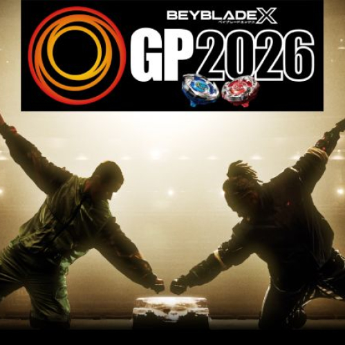 Arte promocional del BEYBLADE X Grand Prix 2026 con Bladers en competencia.