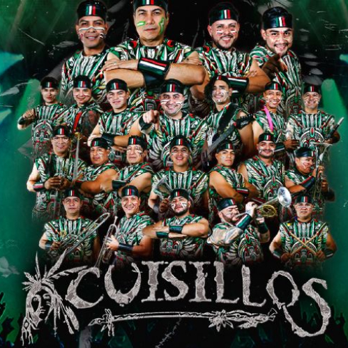 Arte promocional de Banda Cuisillos con todos los integrantes en vestuario tradicional anunciando su concierto en Arena CDMX.
