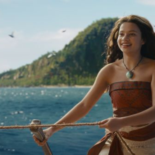 Arte promocional de Moana en acción real con temática del Pacífico.