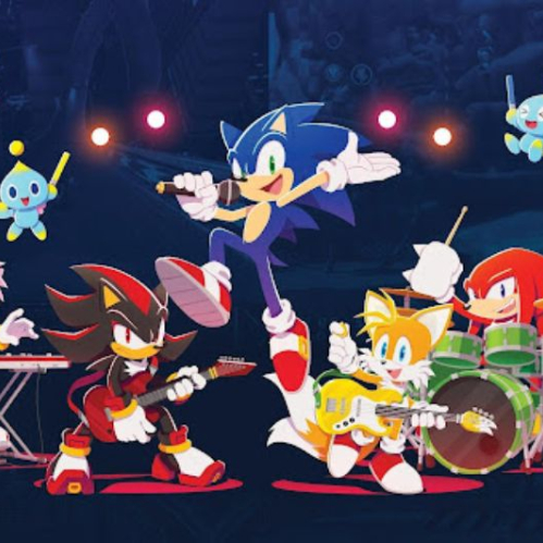 Diseño promocional oficial con el logotipo de Sonic Live in Concert, la silueta de Sonic el erizo, detalles gráficos en colores azul y rojo, y mención al 35.º aniversario, sobre fondo oscuro con elementos luminosos.