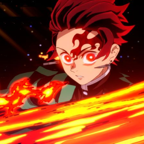Ilustración de un personaje en pose de combate rodeado de energía ardiente.