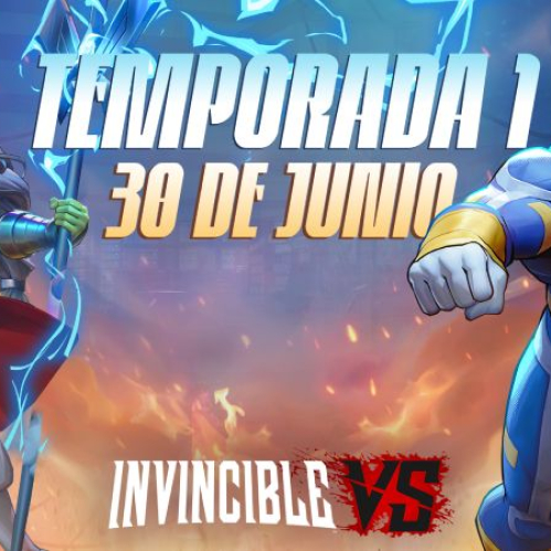 Arte promocional con dos personajes en poses dinámicas, acompañados de efectos visuales de energía y combate.