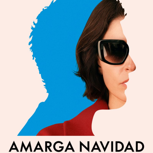 Póster minimalista con perfil estilizado y colores contrastantes.