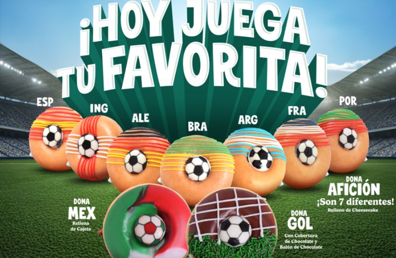 Temporada futbolera con donas por países y caja que se convierte en futbolito