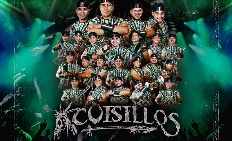 Banda Cuisillos 8 Soles Tour Arena CDMX Arte promocional de Banda Cuisillos con todos los integrantes en vestuario tradicional anunciando su concierto en Arena CDMX.