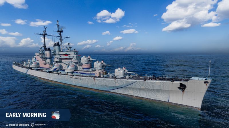 World of Warships actualización 15.3 combate naval Escena naval de World of Warships con buques de guerra en combate sobre el océano.