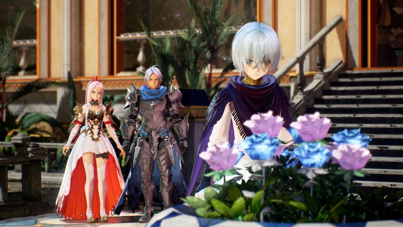 Escena de “Tales of Arise – Beyond the Dawn Edition” mostrando a varios personajes principales en un entorno de fantasía dentro de Nintendo Switch 2.