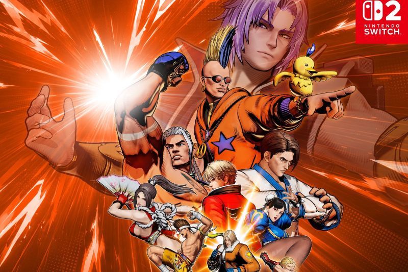 Captura del juego de peleas FATAL FURY: City of the Wolves mostrando a dos luchadores en pleno combate con efectos visuales.
