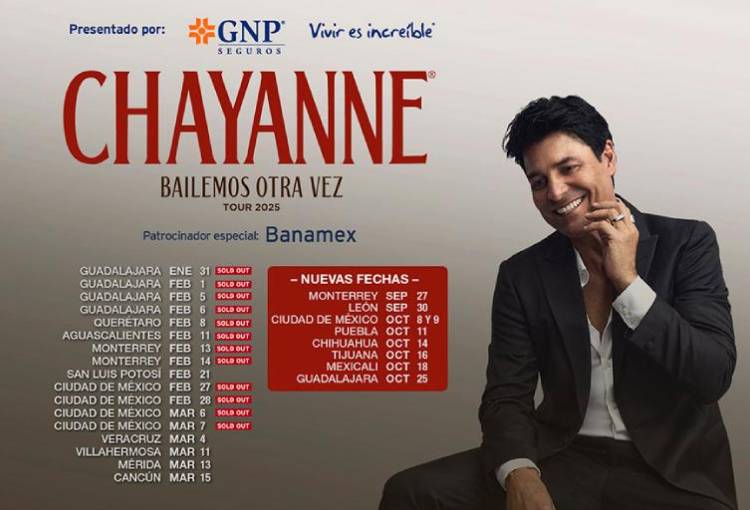 Chayanne anuncia nuevas fechas en México para 