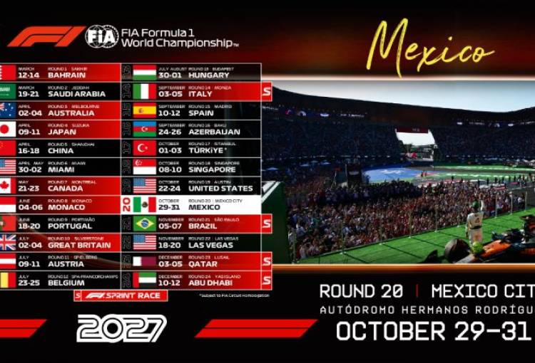 El Gran Premio de México 2027 de Formula 1 confirma sus fechas en el Autódromo Hermanos Rodríguez